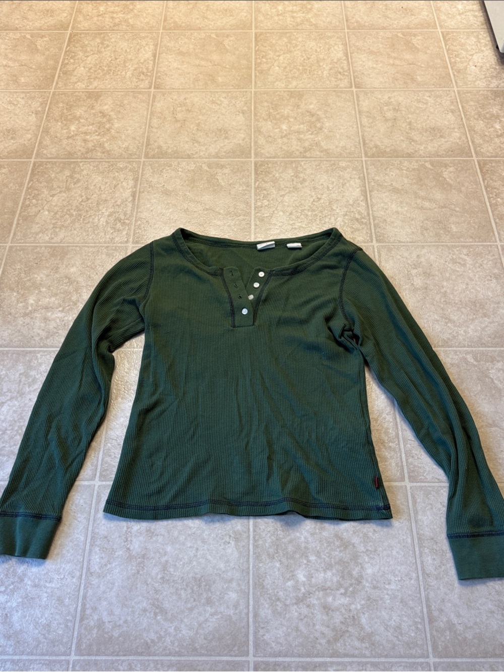 Levi's Women's Long-Sleeve Henley Top - Dark Green